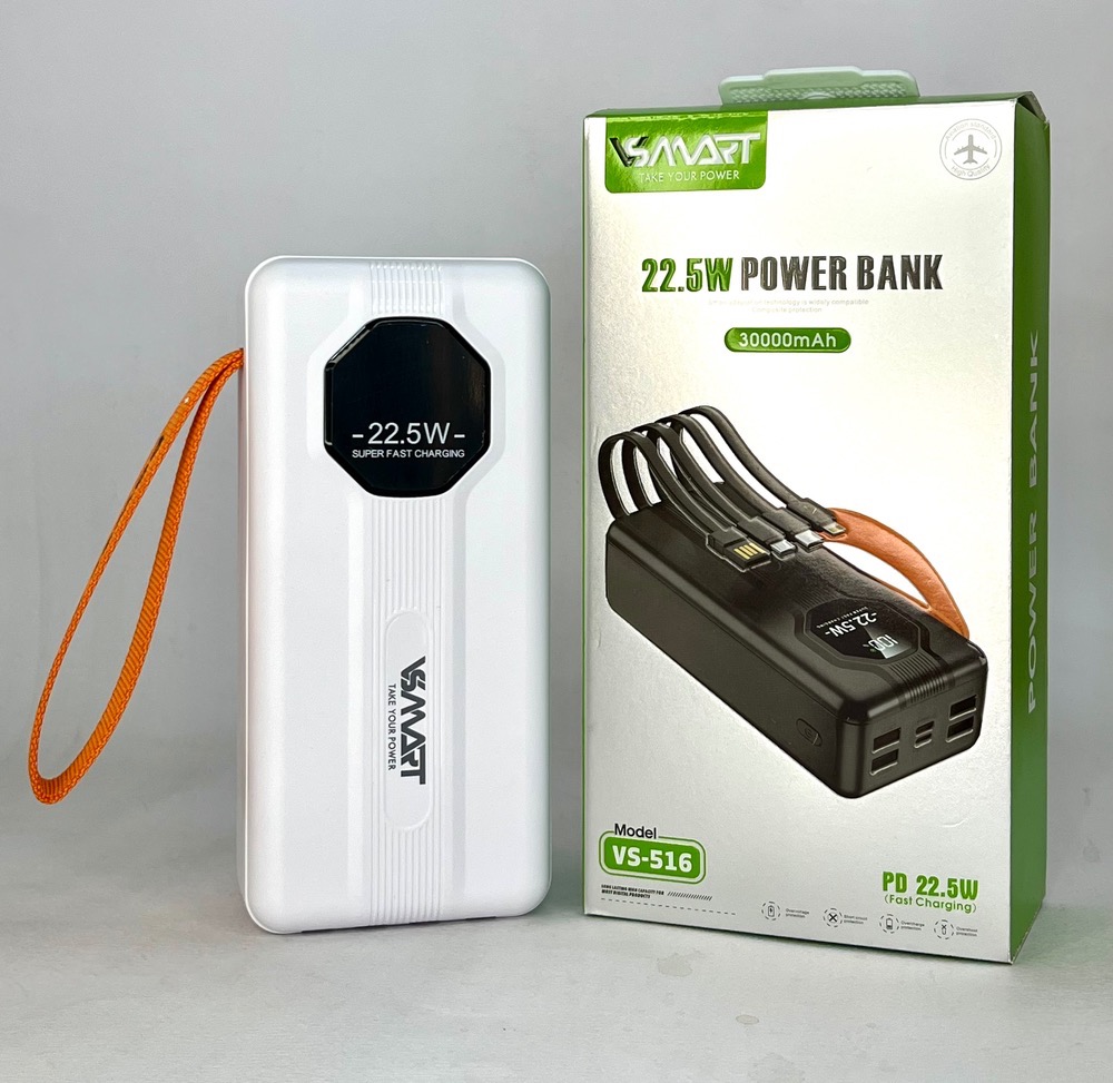 پاور بانک VSMART مدل VS-516 با ظرفیت 30000 میلی آمپر بر ساعت