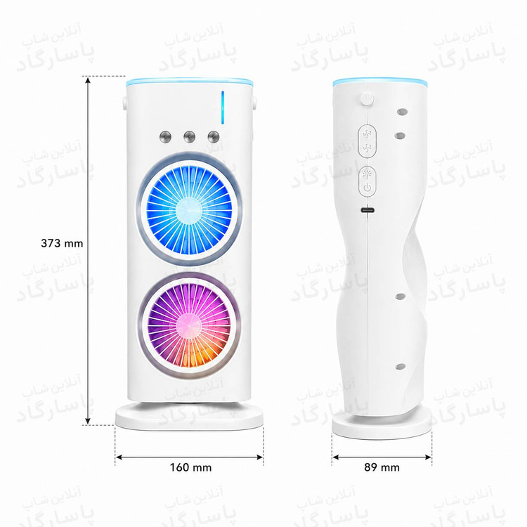 پنکه شارژی رومیزی دوفن مه پاش دار مدل DOUBLE ENDED SPRAY FAN